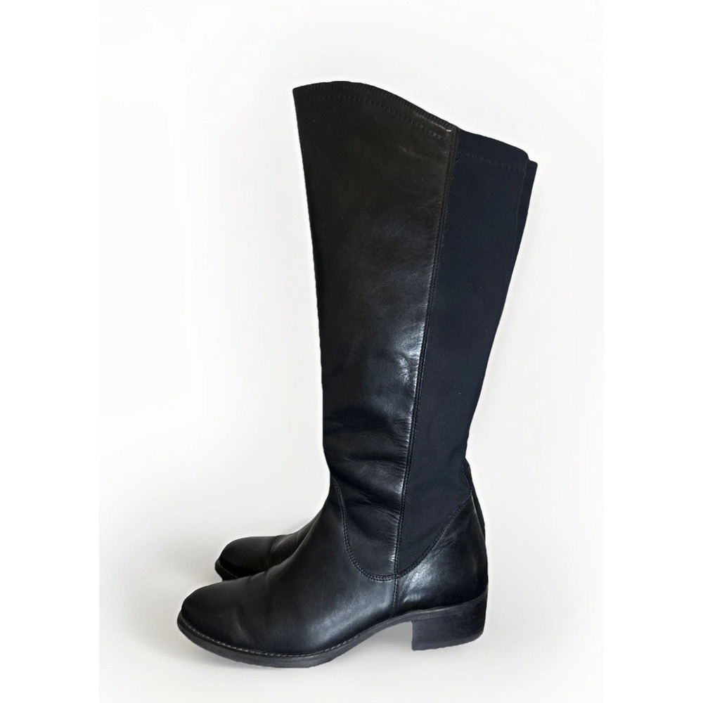 PAUL GREEN Women Black Vario Leather Knee High Riding Stretch Boots US 6.5 UK 4